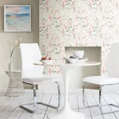 New - RoomMates Floral Sprig Peel and Stick Wallpaper Coral/Cream