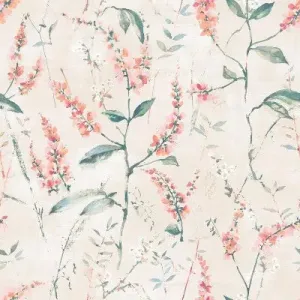 New - RoomMates Floral Sprig Peel and Stick Wallpaper Coral/Cream
