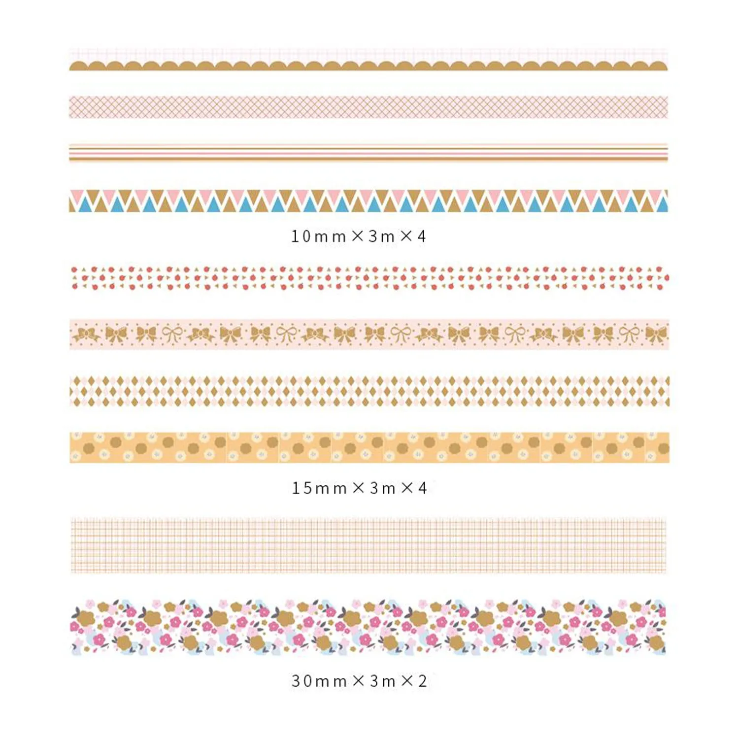 Poppy Crafts Washi Tape 10 Packs with Gold Foil - Girlfriend