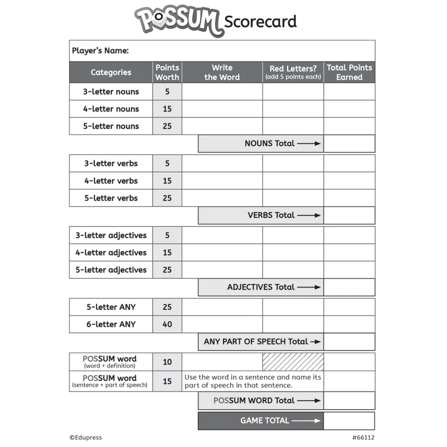 Possum Dice Game