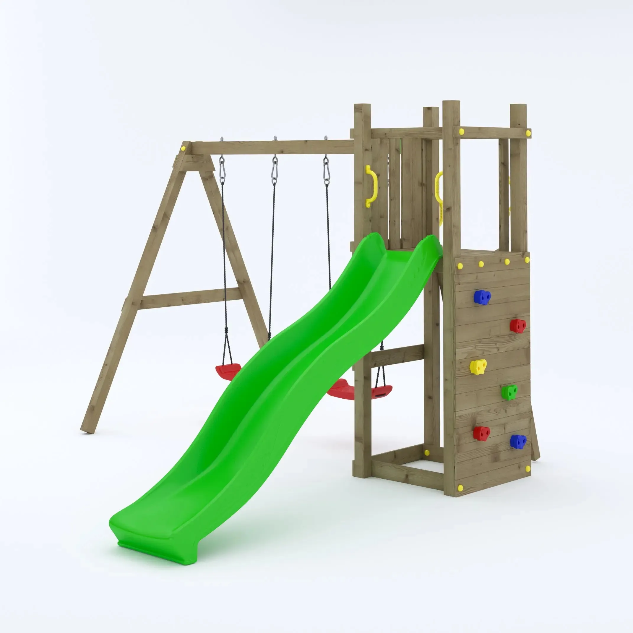Rumble Ridge Rock Wall Climbing Frame with Double Swing and Slide - SPECIAL OFFER - 10% OFF