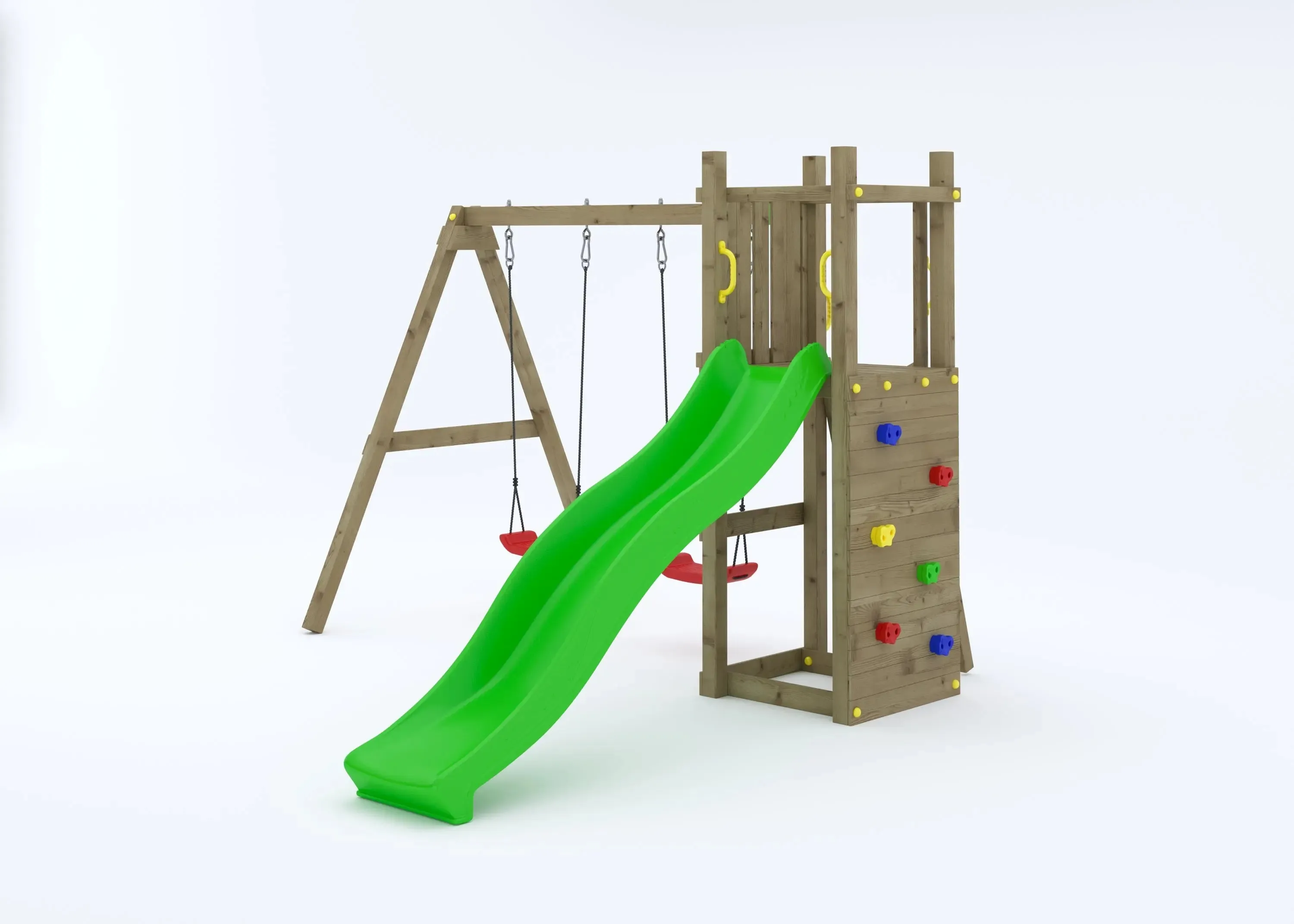 Rumble Ridge Rock Wall Climbing Frame with Double Swing and Slide - SPECIAL OFFER - 10% OFF