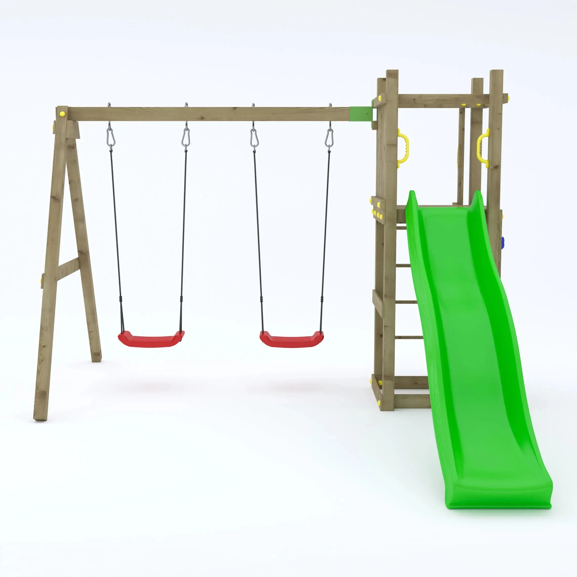 Rumble Ridge Rock Wall Climbing Frame with Double Swing and Slide - SPECIAL OFFER - 10% OFF