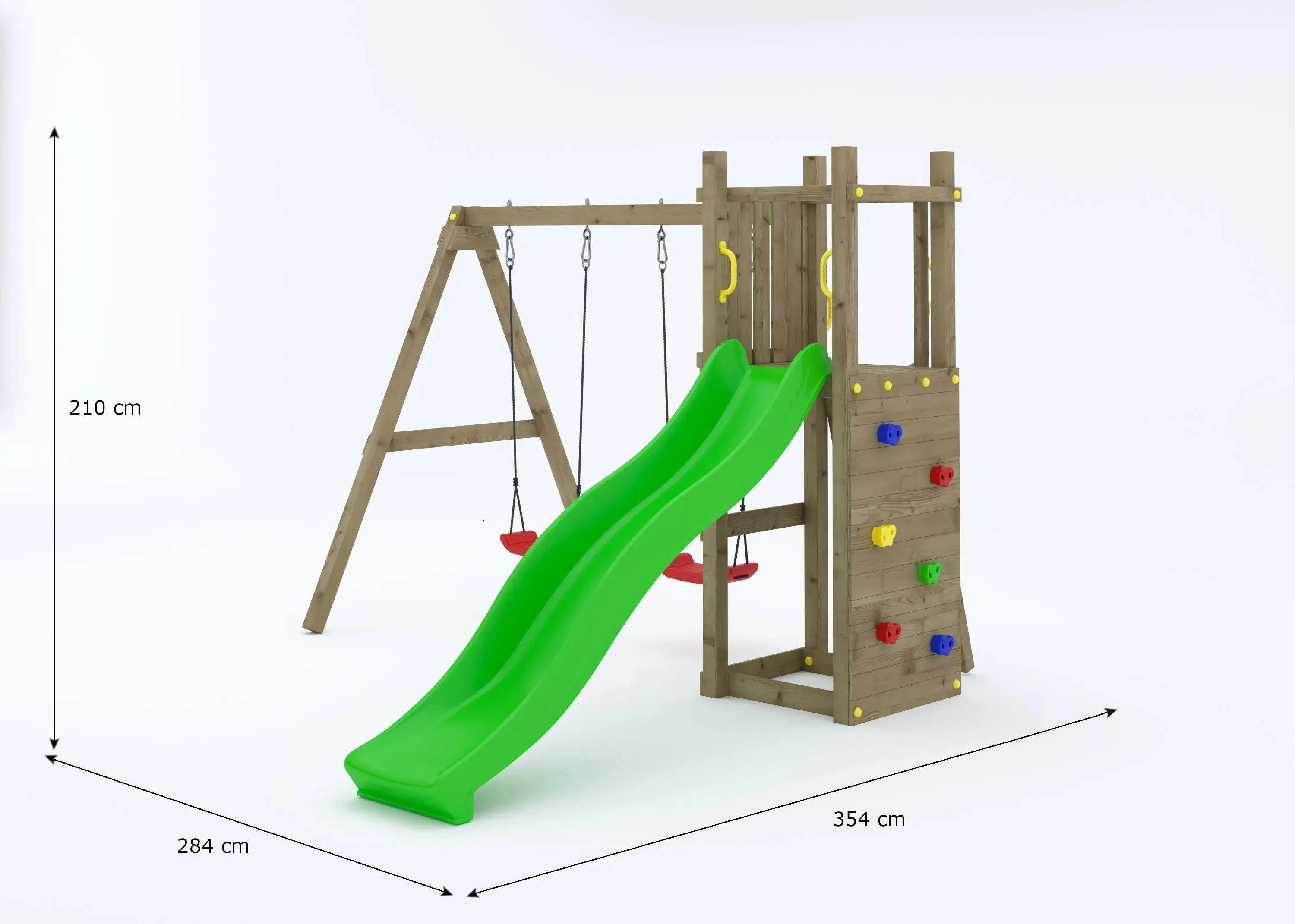 Rumble Ridge Rock Wall Climbing Frame with Double Swing and Slide - SPECIAL OFFER - 10% OFF