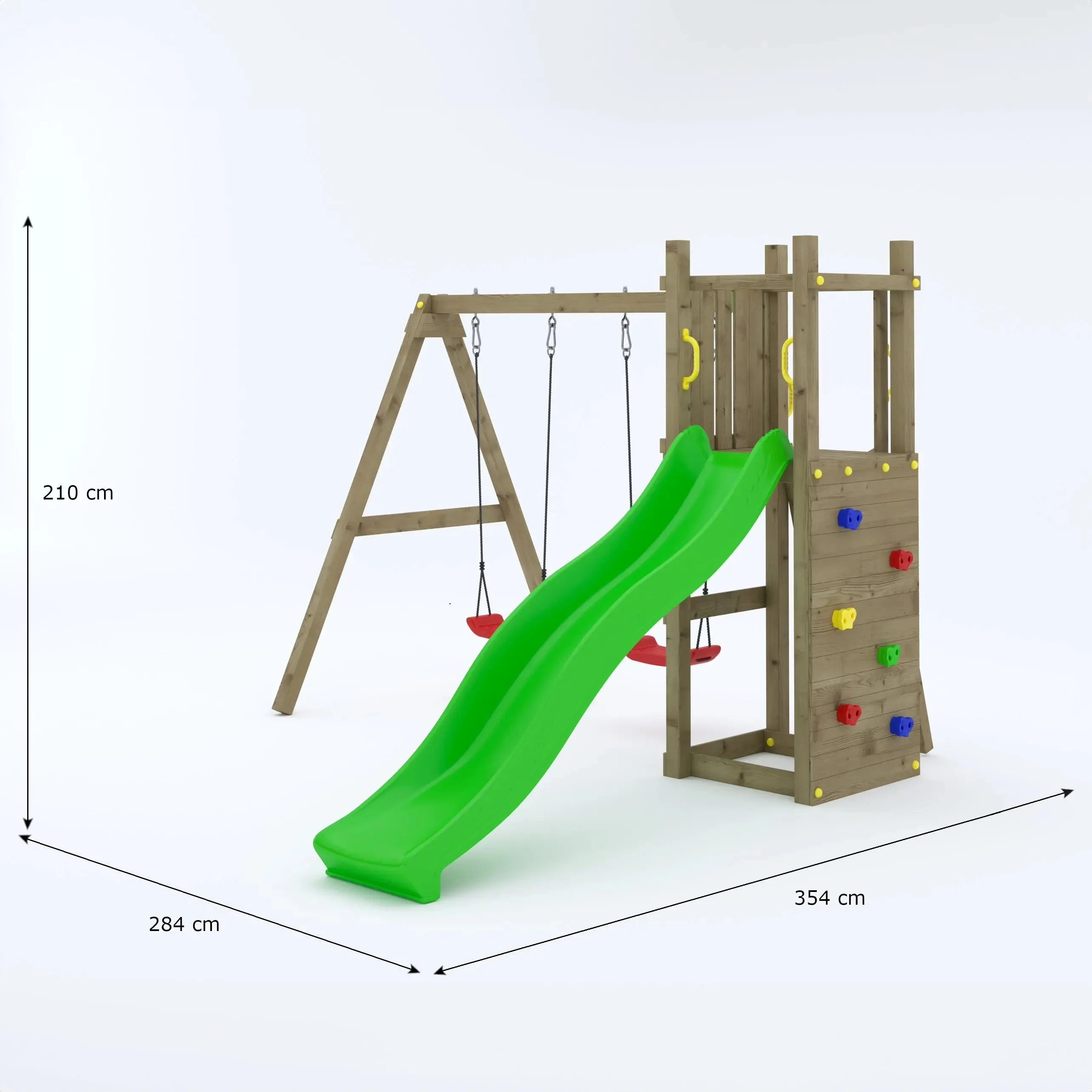 Rumble Ridge Rock Wall Climbing Frame with Double Swing and Slide - SPECIAL OFFER - 10% OFF