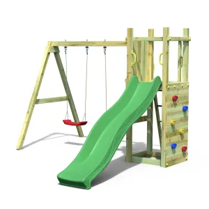 Rumble Ridge Rock Wall Climbing Frame with Double Swing and Slide - SPECIAL OFFER - 10% OFF