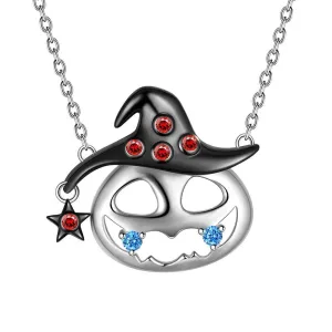 Women Pumpkin Pendant Necklace Halloween Jewelry 925 Sterling Silver