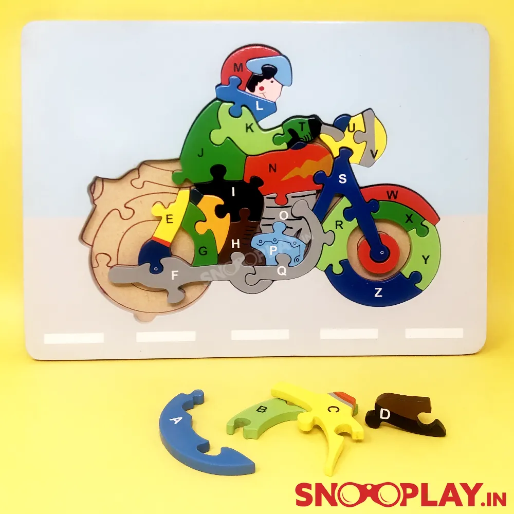 Wooden Motorbike With Alphabet Jigsaw Puzzle