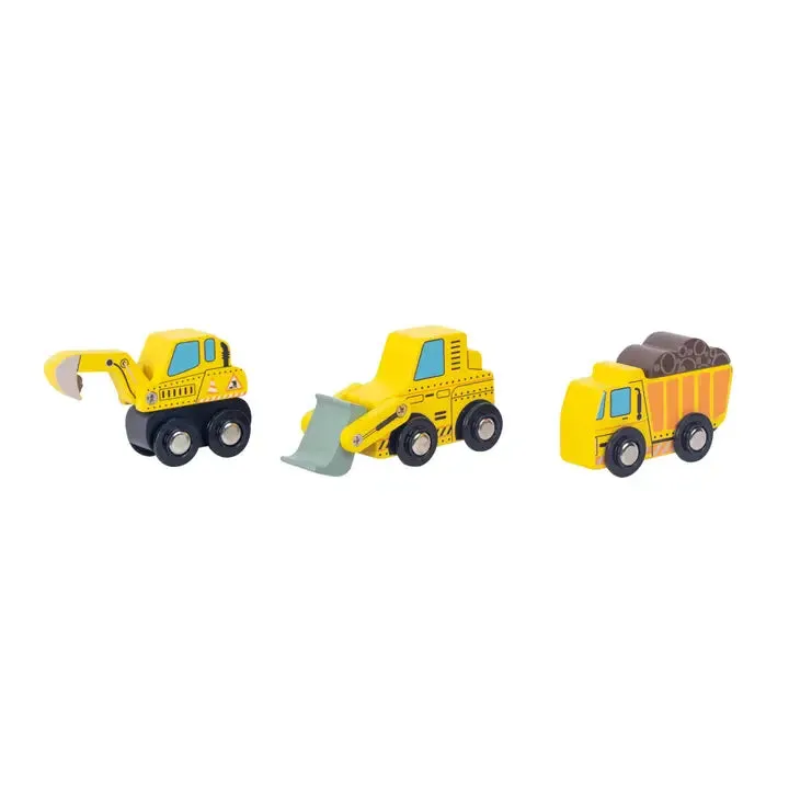 Wooden Wheelie Construction Truck Set
